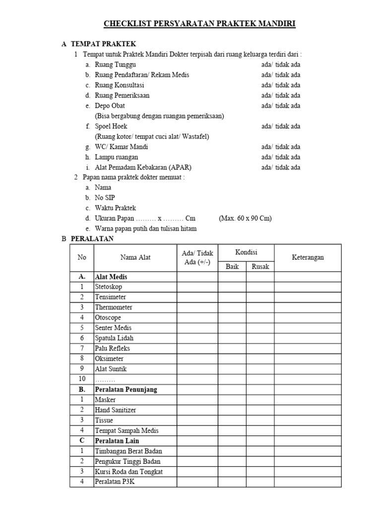 Checklist TPMD | PDF