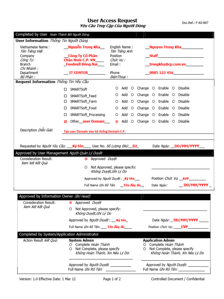User Access Request | PDF