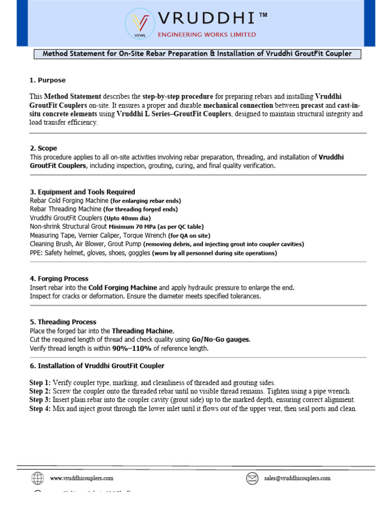 Method Statement For On-Site Rebar Preparation & Installation of ...