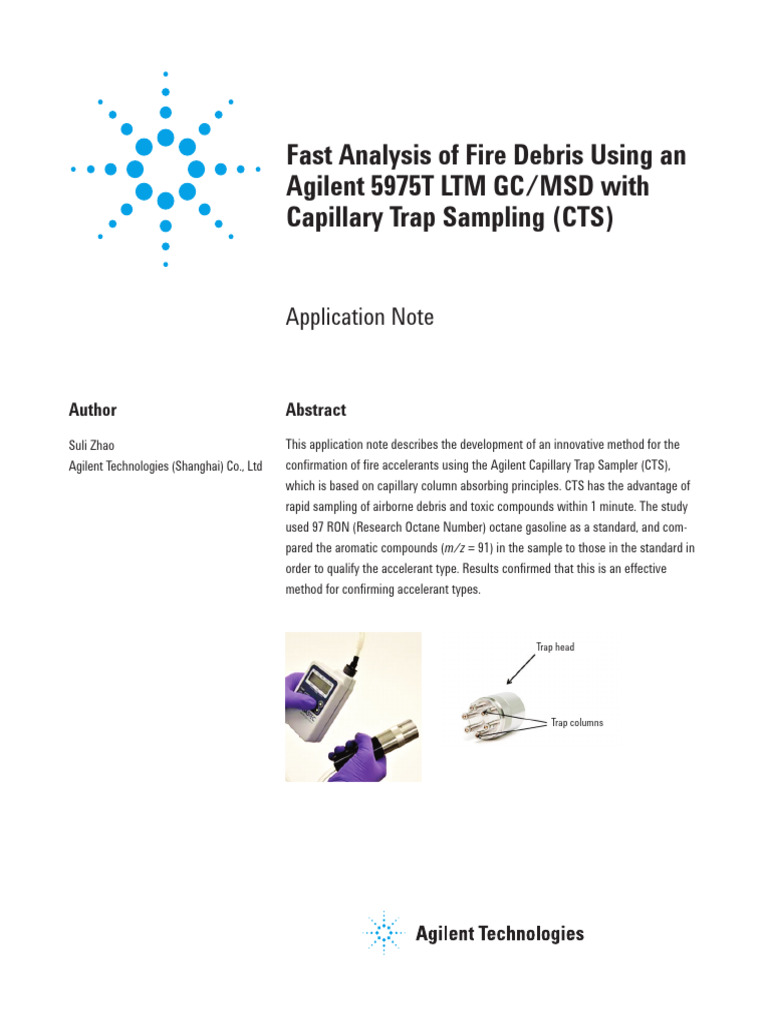 Fast Analysis of Fire Debris Using Agilent 5975T LTM GC-MSD | PDF | Gas ...