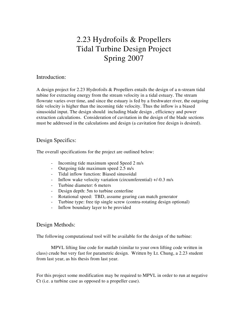 Tidal Turbine Design Project Overview | PDF | Science & Mathematics ...