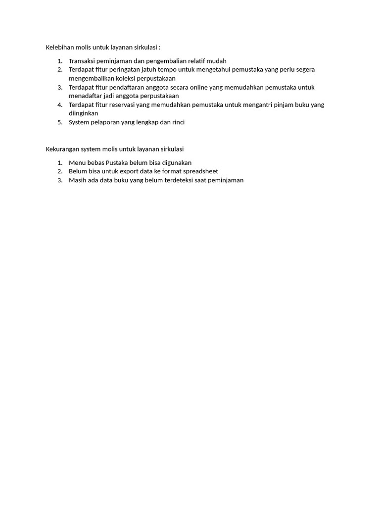 Kelebihan Molis Untuk Layanan Sirkulasi | PDF