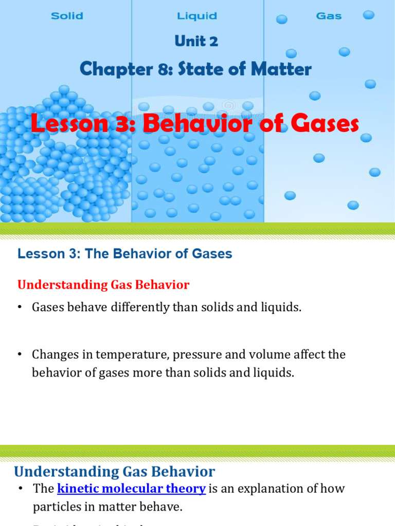 Chapter 8 - Lesson 3 - Behavior of Gases - Lecture Slides | PDF | Gases ...