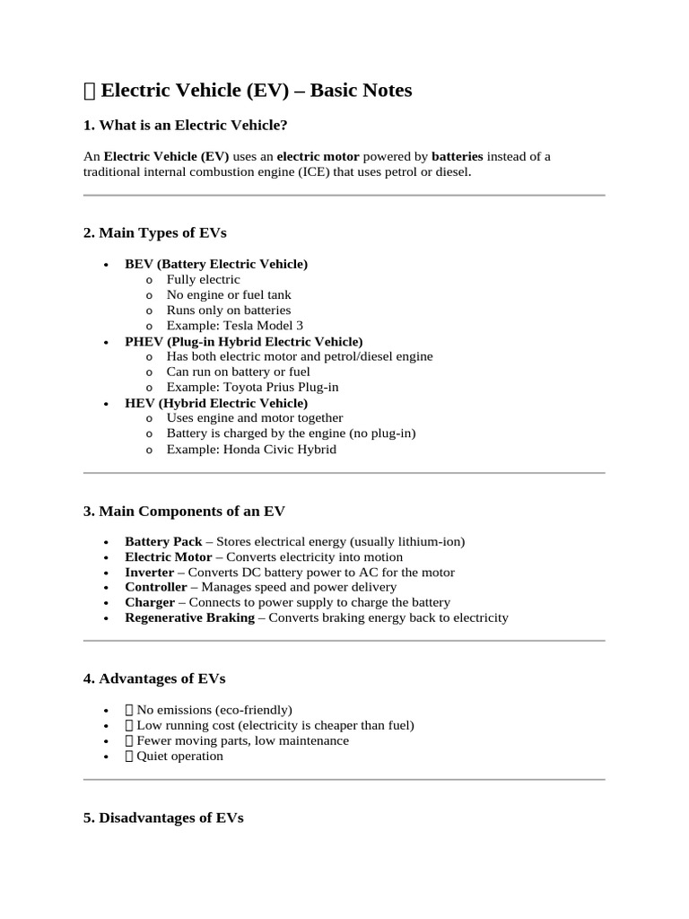 ? Electric Vehicle | PDF