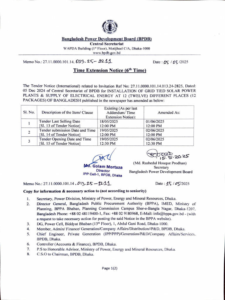 Time Extension Notice (6th Time) | PDF