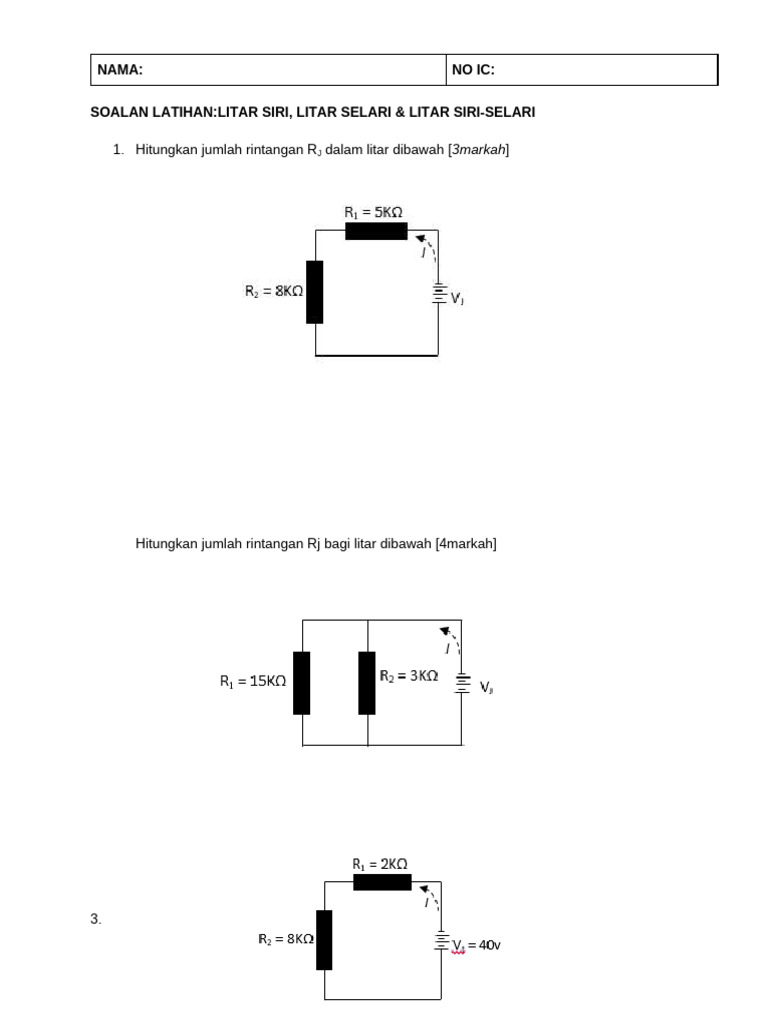 Latihan - Litar Siri, Litar Selari & Litar Siri-Selari | PDF