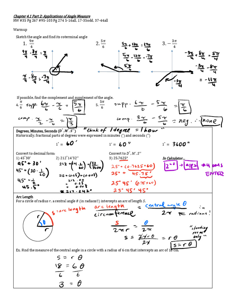 4.1.2 - Applications of Angle Measures (Completed) | PDF | Angle ...