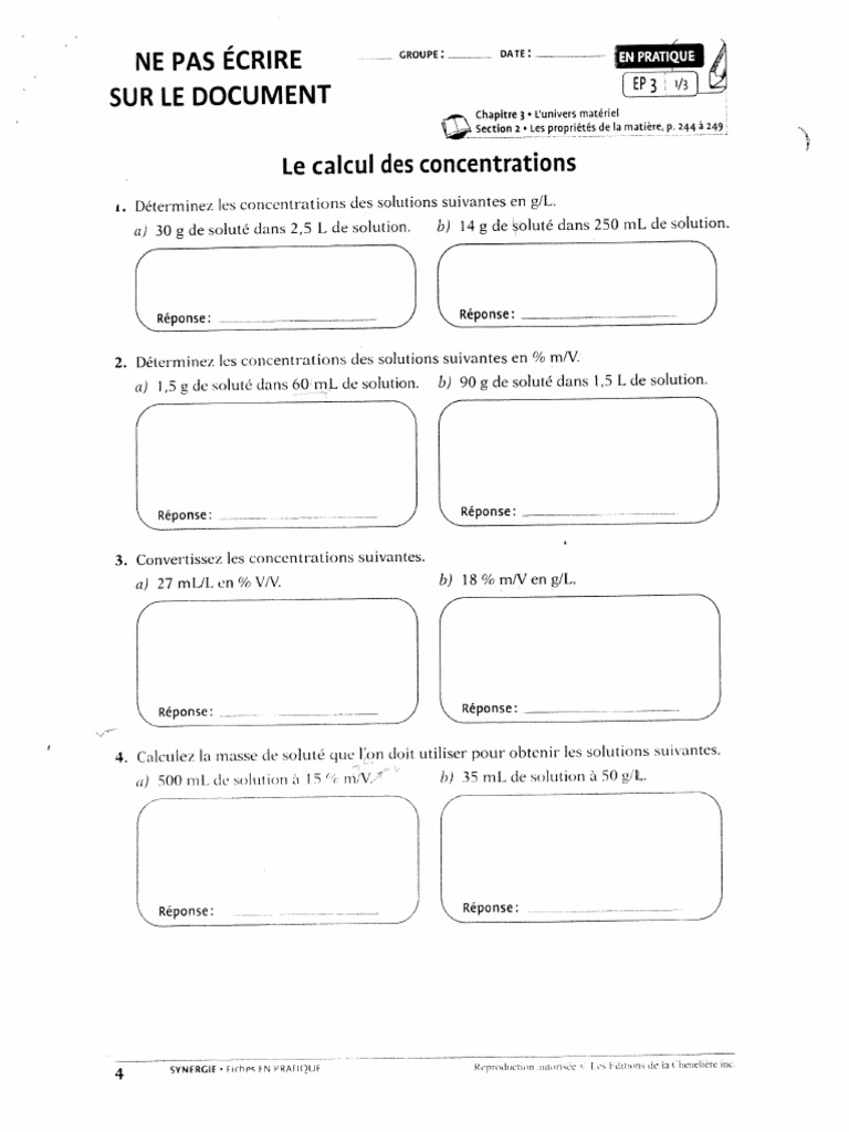 Exercices Concentration 2 | PDF