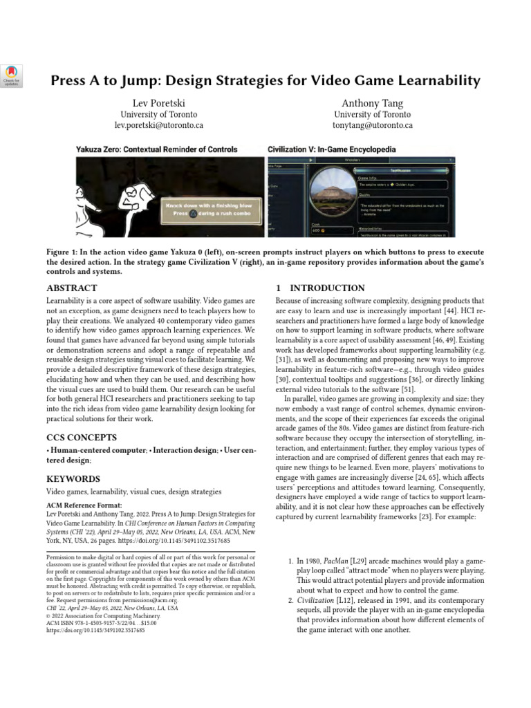 5-Ress A To Jump-Design Strategies For Video Game Learnability | PDF ...