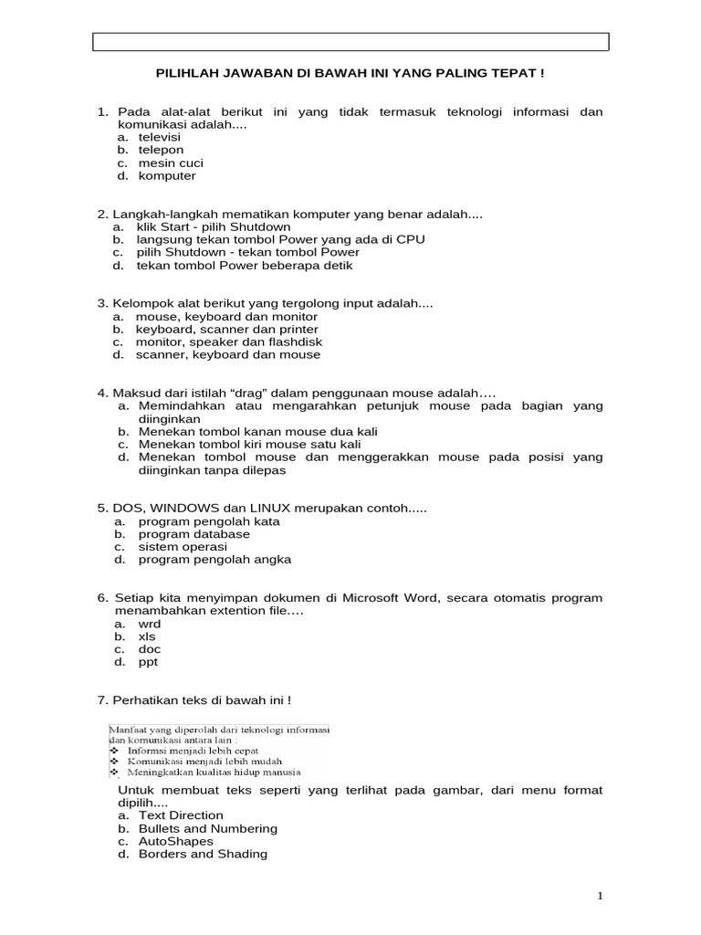 Soal Uts 7 2008 | PDF