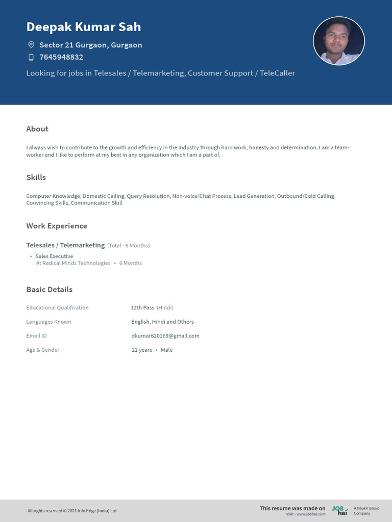 Deepak Kumar Sah - CV-2 | PDF