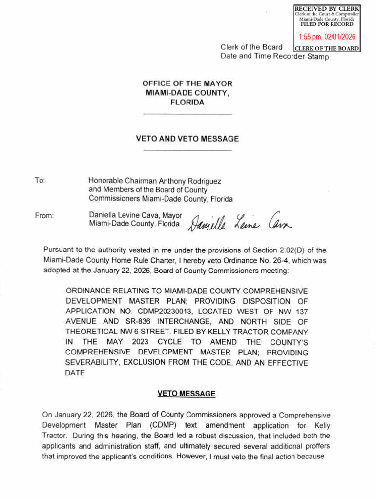 Mayor's Veto Message | PDF