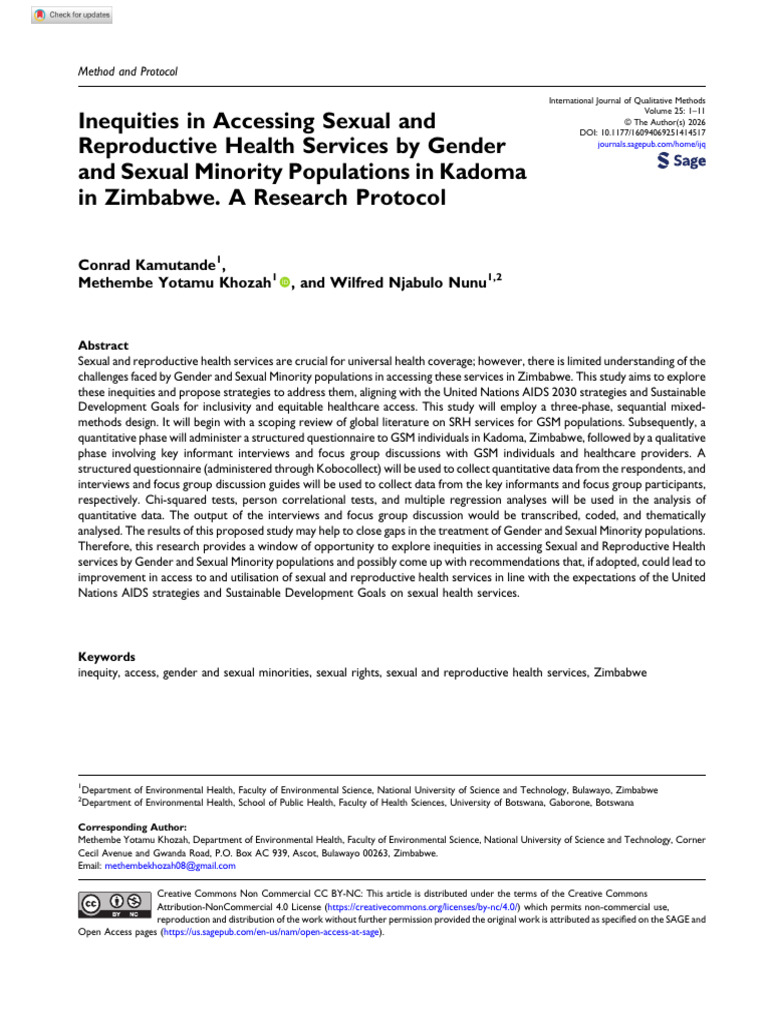 Inequities in Accessing Sexual and Reproductive Health Services by ...