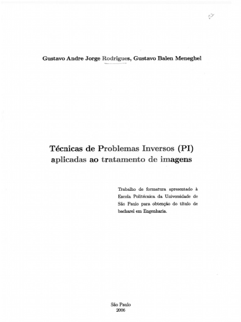 Técnicas de Problemas Inversos (PI) Aplicadas Ao Tratamento de Imagens ...