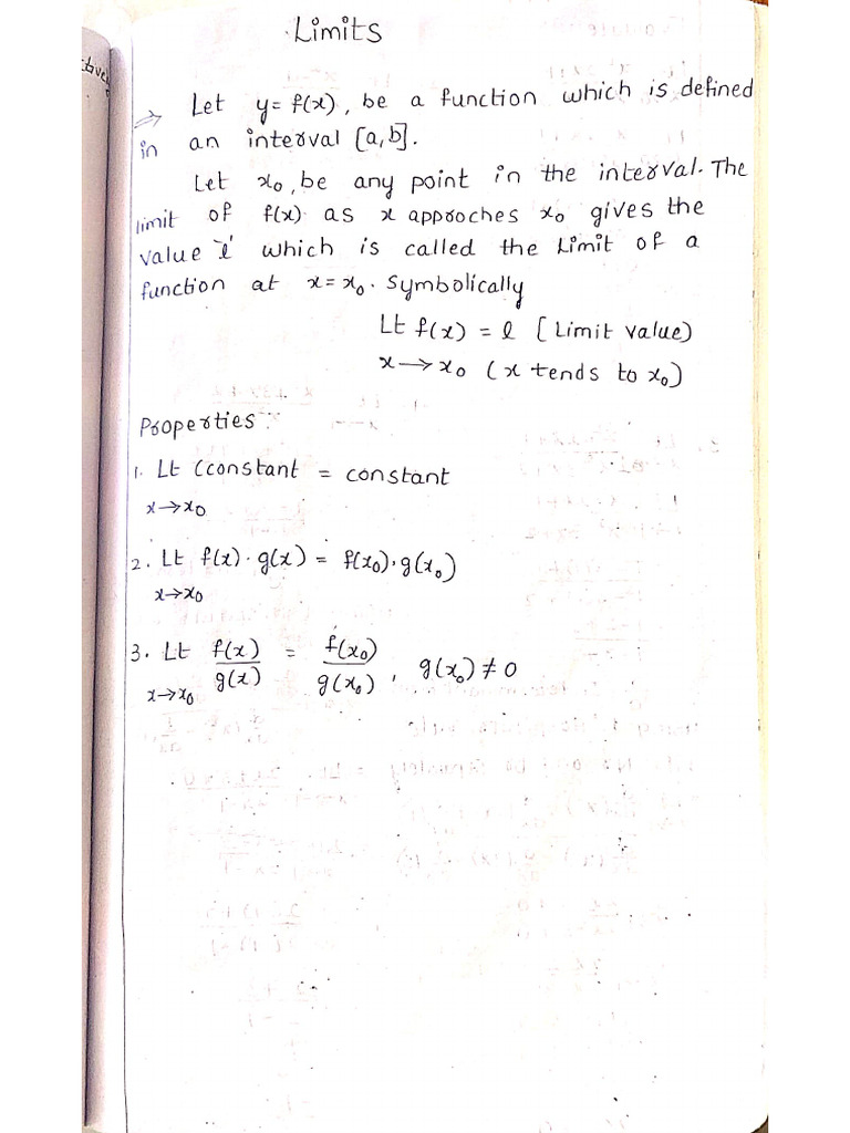 Limits and Differentiation Notes | PDF