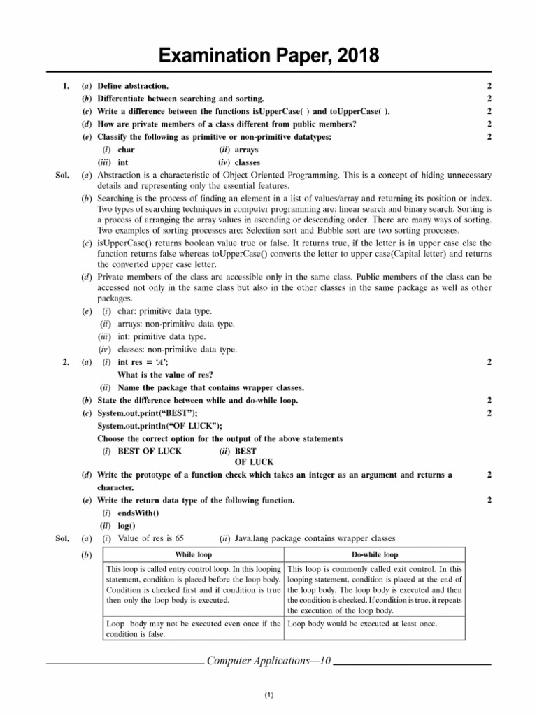 Exam Paper 2018 | PDF