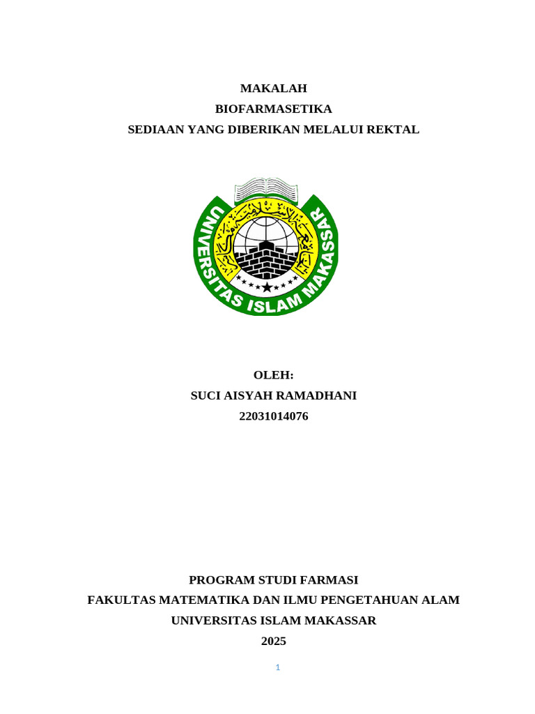 Biofarmasetika Pada Sediaan Rektal | PDF