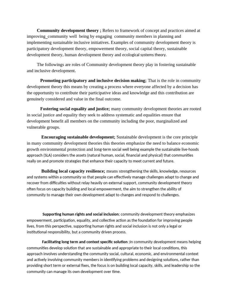 Community Development Theory | PDF | Sustainability | Empowerment