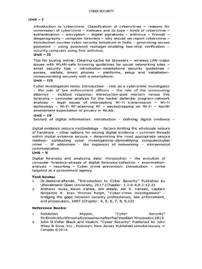 Syllabus Cyber Security | PDF