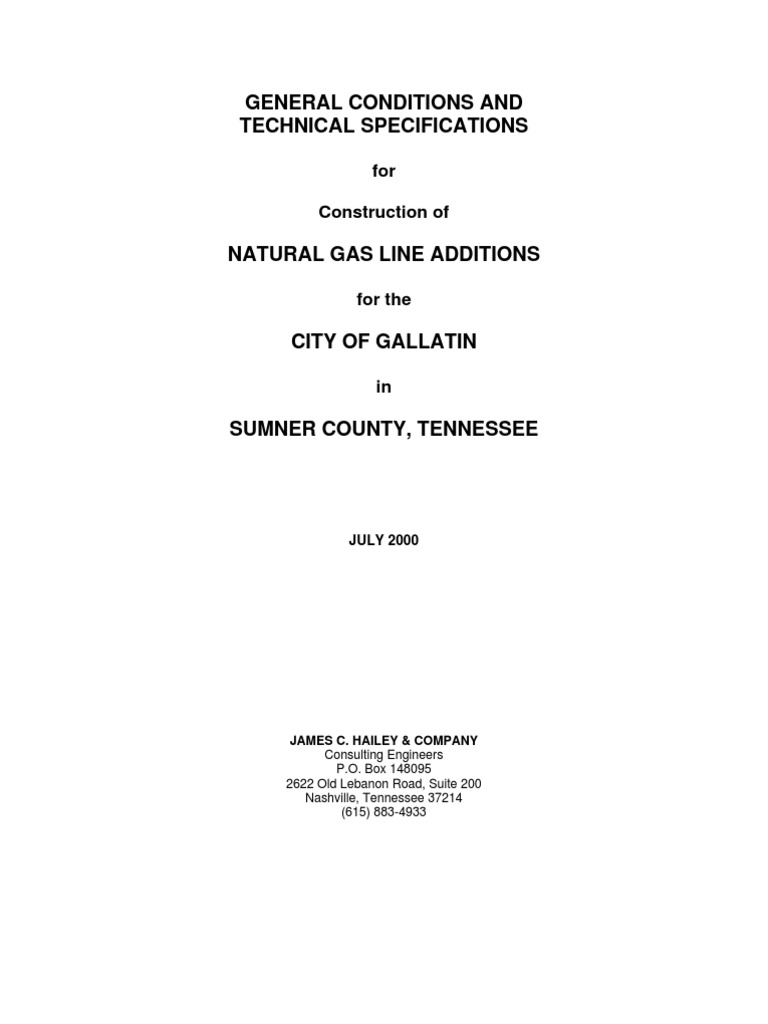 Gas Line Construction Specs for Gallatin | PDF | Welding | Construction