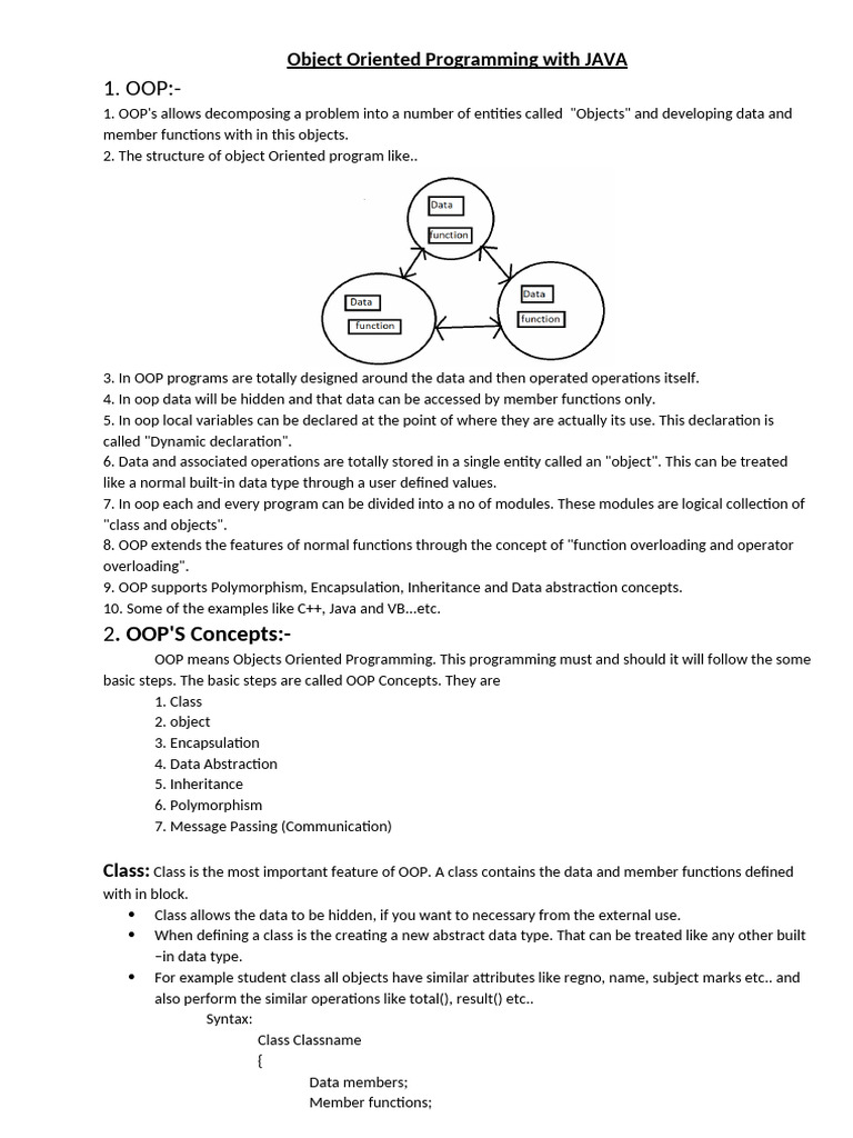 Object Oriented Programming With JAVA | PDF | Object Oriented ...