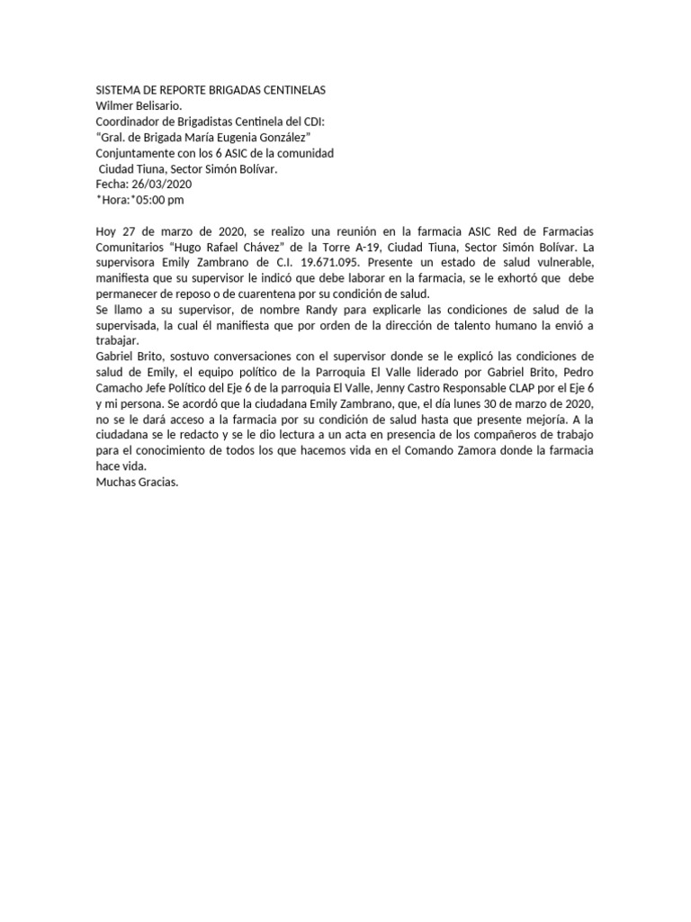 Sistema de Reporte Brigadas Centinelas | PDF