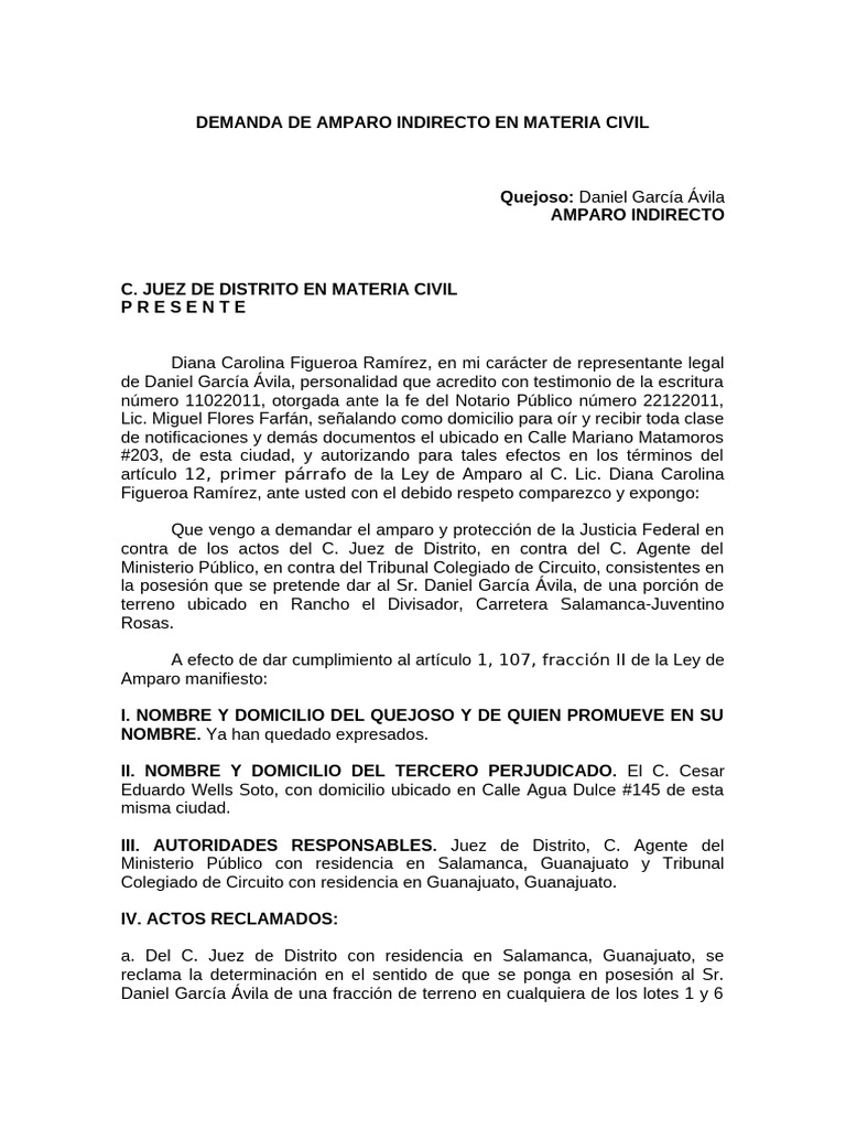 Demanda de Amparo Indirecto | PDF | Justicia | Crimen y violencia
