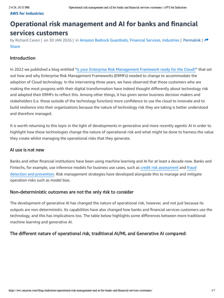 Operational Risk Management and AI For Banks and Financial Services ...