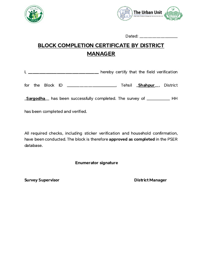 Block Completion Report | PDF