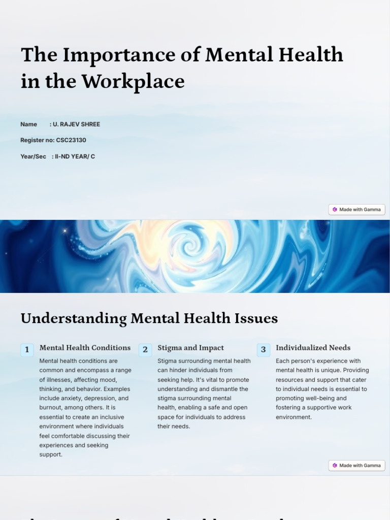 The Importance of Mental Health in The Workplace | PDF | Mental Health ...