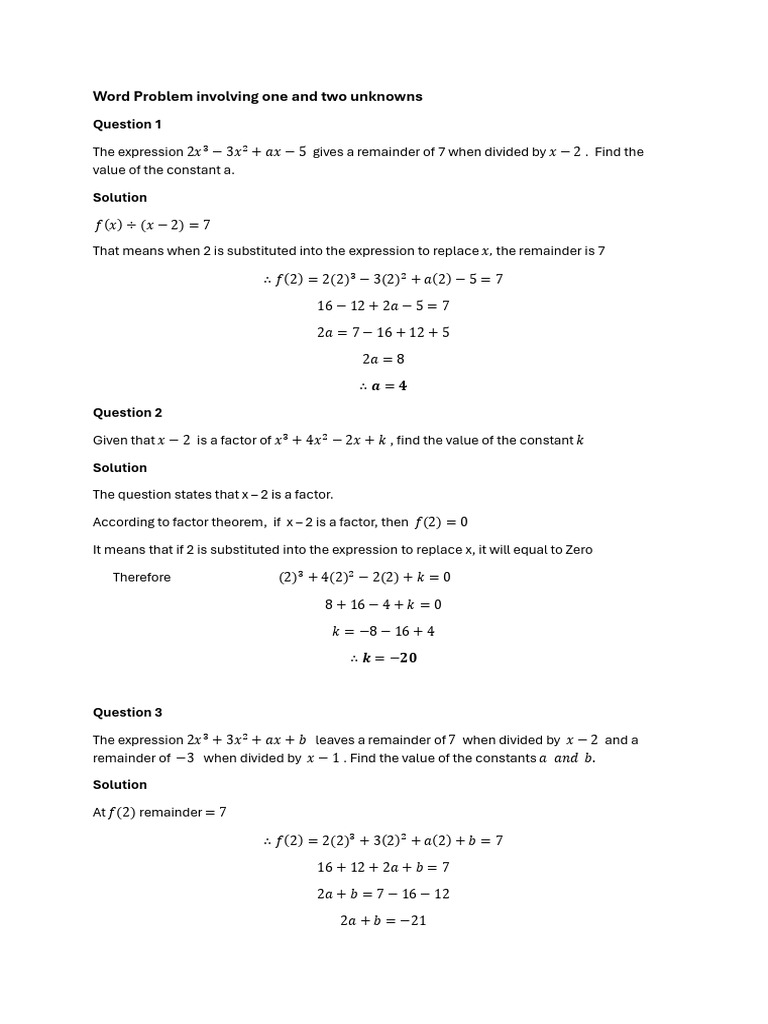 Word Problem With Solutions | PDF