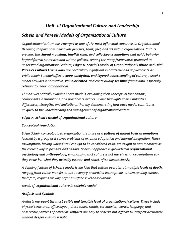 Unit III Organizational Culture and Leadership | PDF | Leadership ...