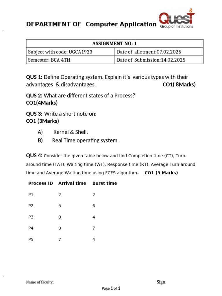 Os Assignment 1 2025 | PDF