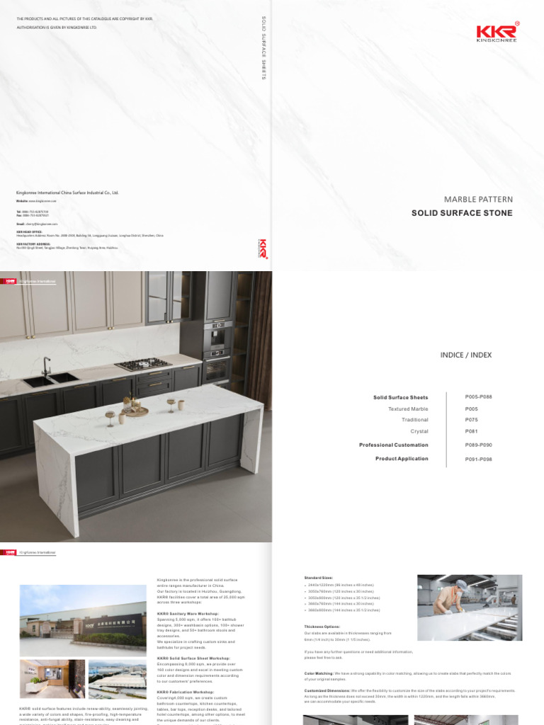 KKR Solid Surface Sheets Catalogue 2024 | PDF | Countertop