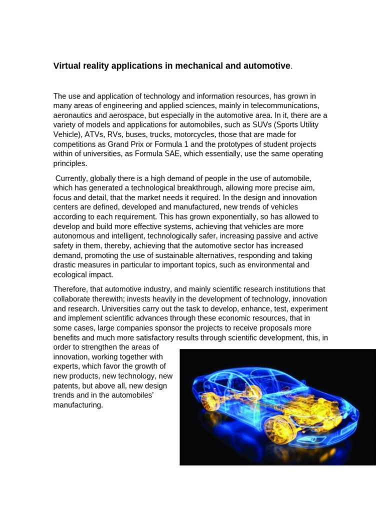 Virtual Reality Applications in Mechanical and Automotive | PDF ...
