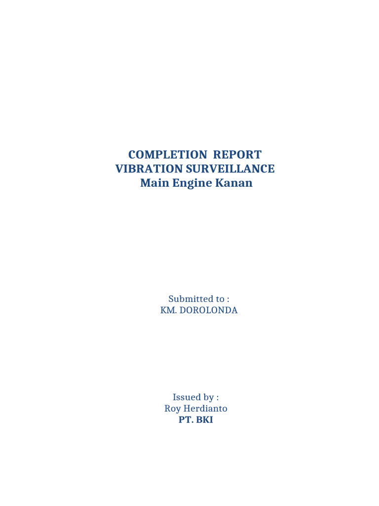 Completion Report KM DOROLANDO, Main Engine Kanan | PDF | Engines ...