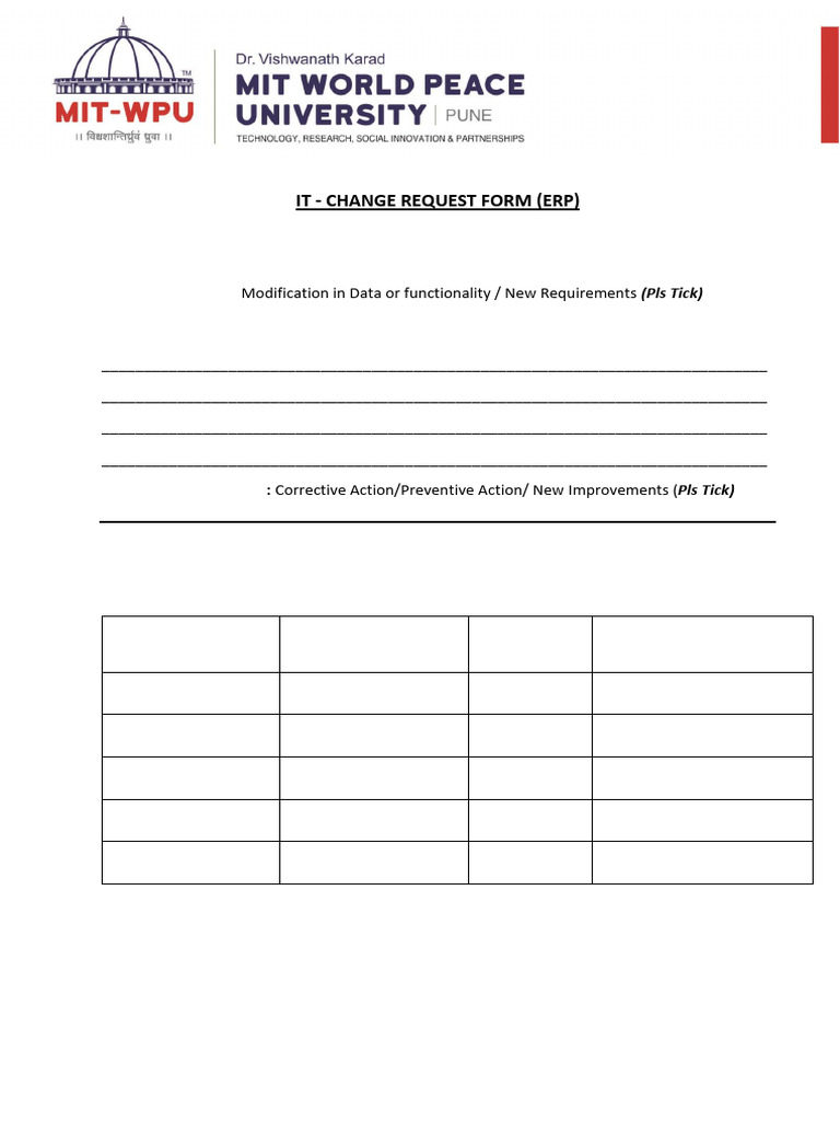 Change Request Form - New (1) CR Form | PDF