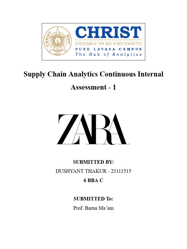 Supply Chain Analytics Continuous Internal Assessment - 1 | PDF ...