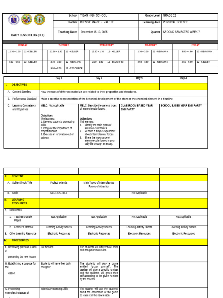 Physical Science WEEK 7 2025-2026y | PDF | Intermolecular Force ...