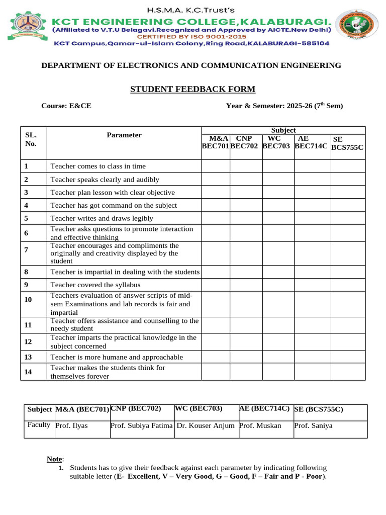 Student Feedback Form | PDF