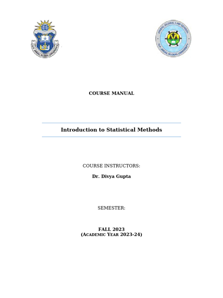 Course Manual Introduction To Statistical Methods | PDF | Statistics ...