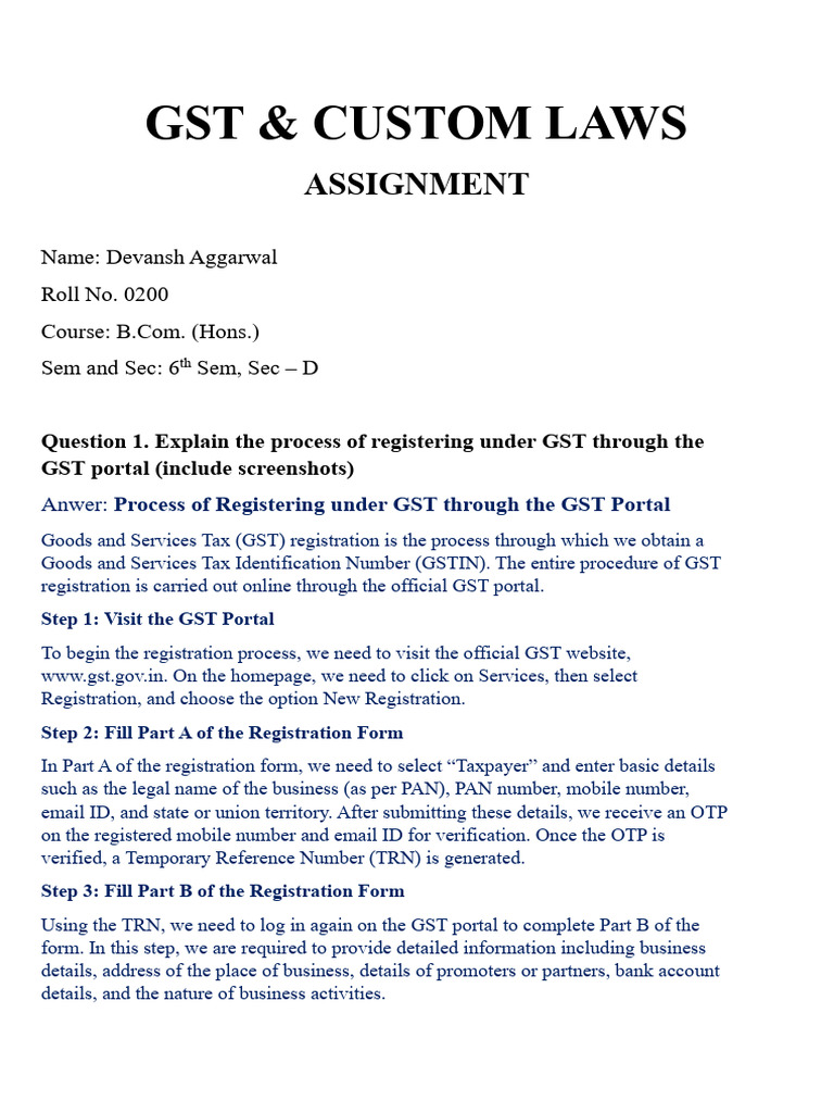 0200 Devansh Aggarwal GST Assignment | PDF | Applications Of ...