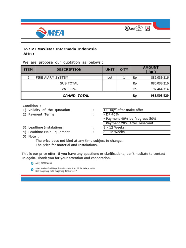 Penawaran Harga PT Maxistar Intermoda Indonesia | PDF | Equipment ...