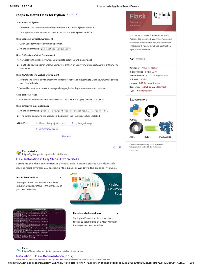 How To Install Python Flask - Search | PDF | Python (Programming ...
