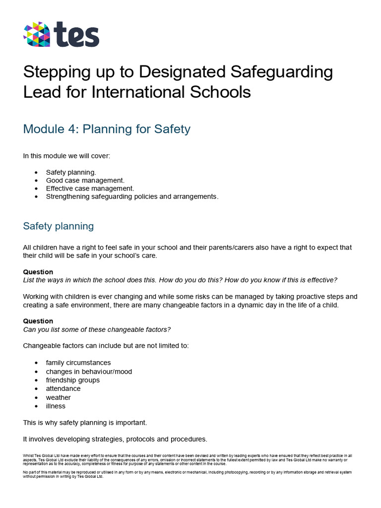 Stepping Up To Designated Safeguarding - M4 - PDF | PDF | Safety ...