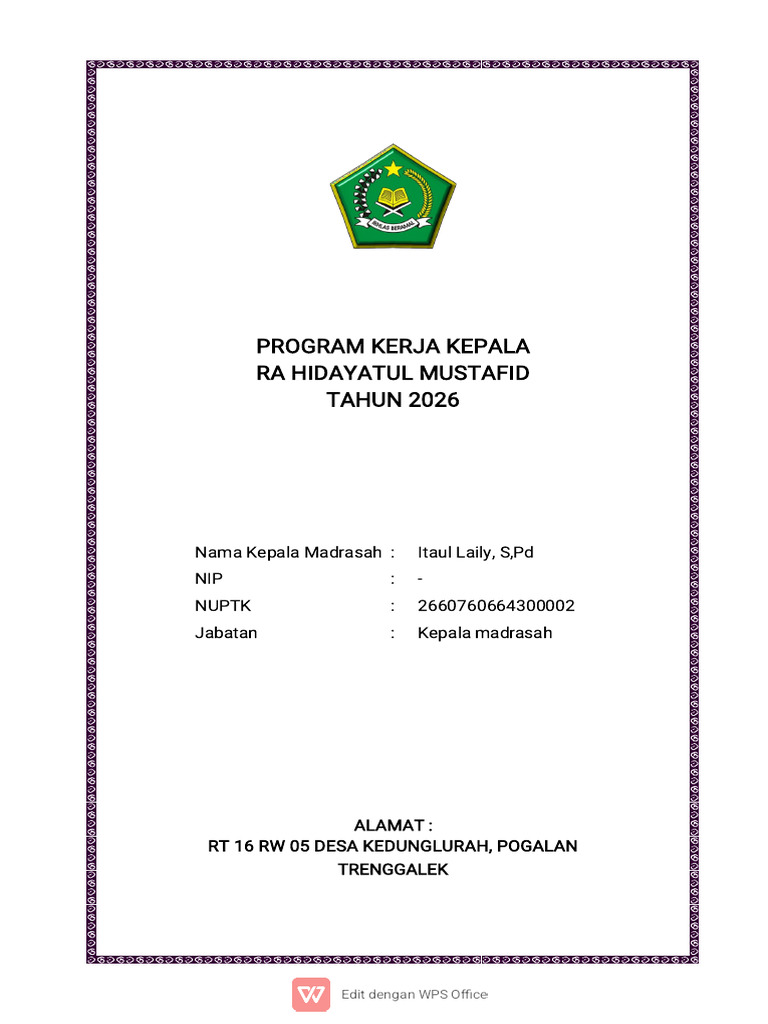 Program Kerja Kepala Ra Hiid | PDF