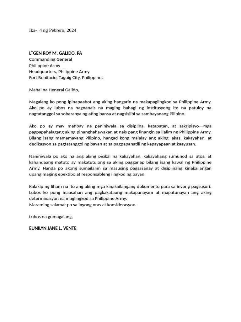 Liham Aplikasyon Sample | PDF