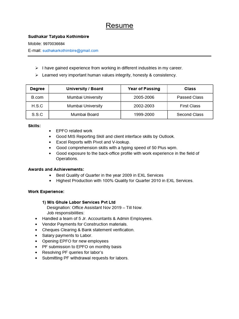 Sudhakar Tatyaba Kothimbire-2 | PDF | Financial Services | Business