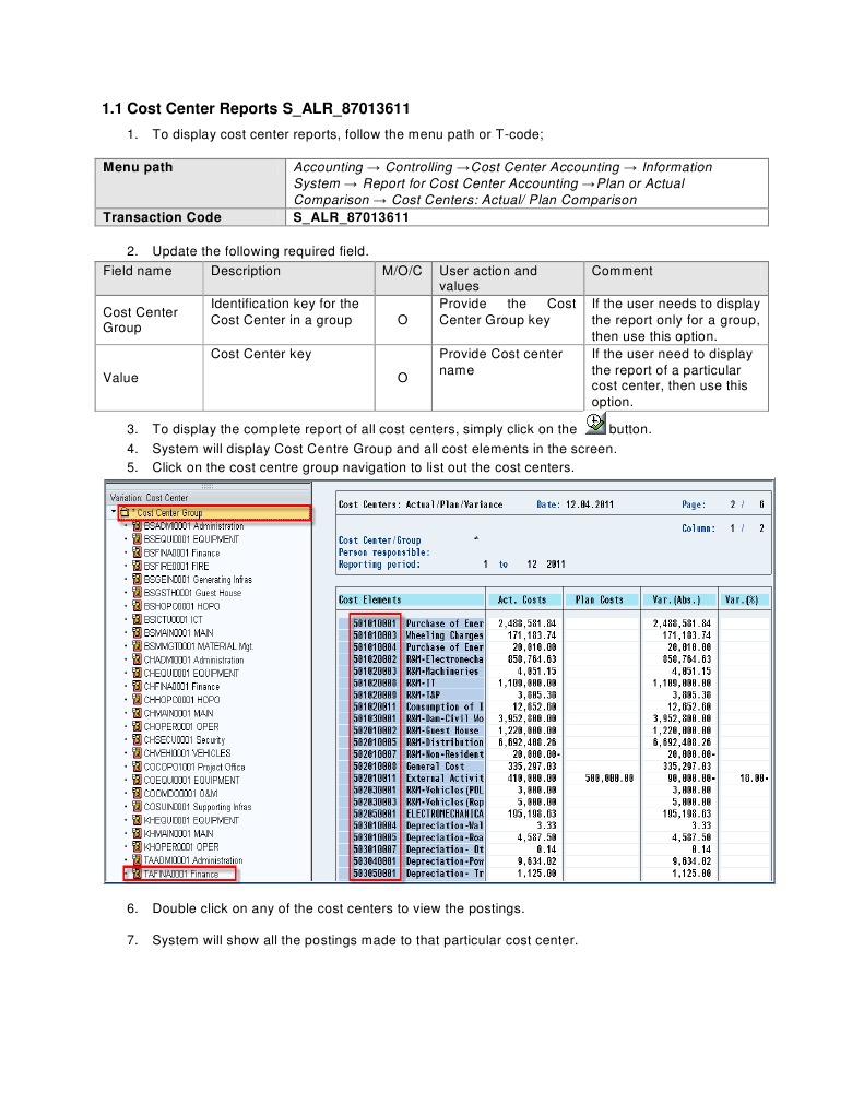 Cost Center Reports S ALR 87013611 PDF