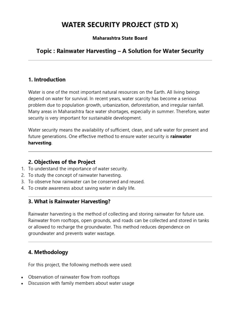 STD 10 Water Security Project | PDF | Water Security | Water